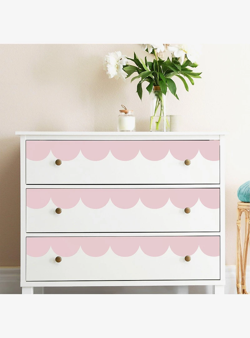 Pink Peel & Stick Scallop Border Decal