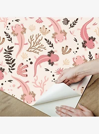 Axolotl Pink Underwater Garden Peel & Stick Wallpaper