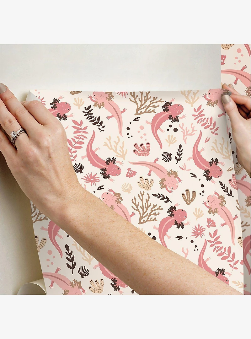 Axolotl Pink Underwater Garden Peel & Stick Wallpaper