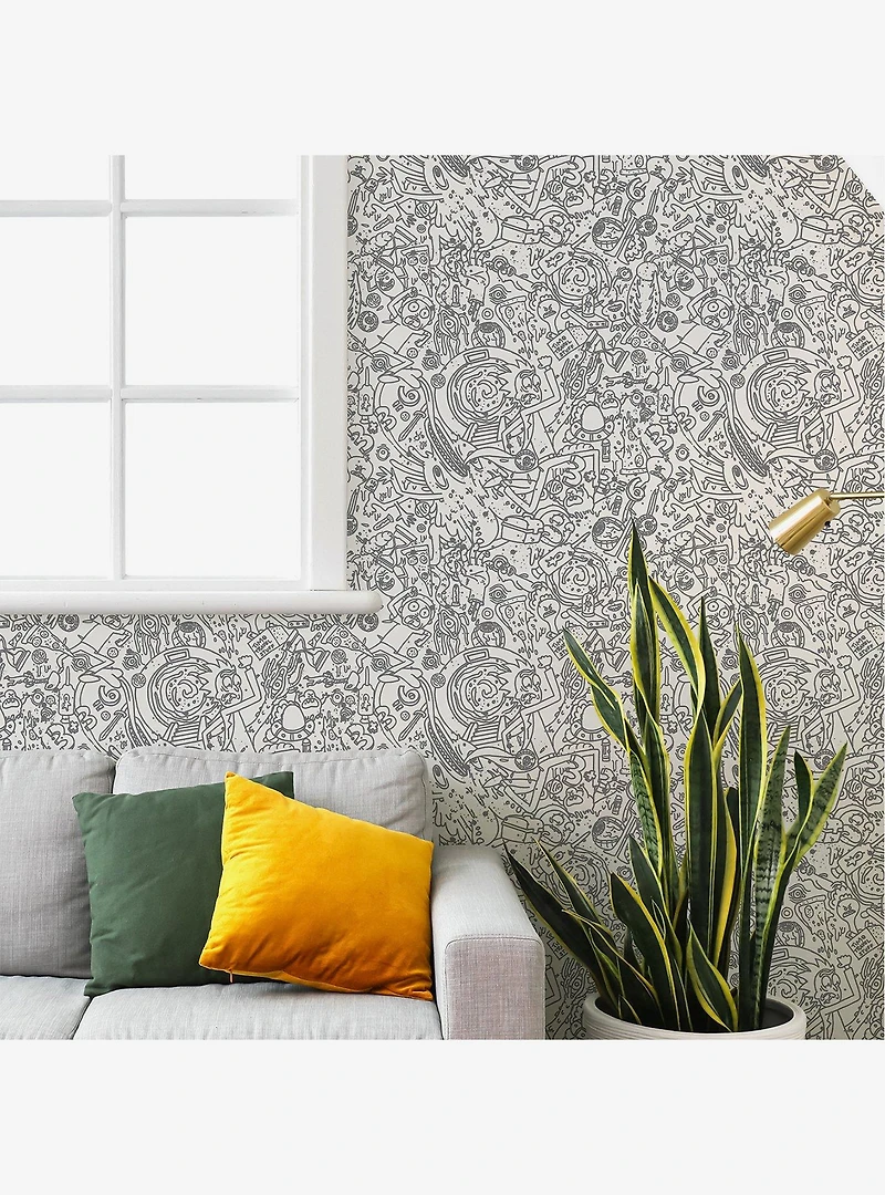 Rick and Morty Doodle Peel & Stick Wallpaper