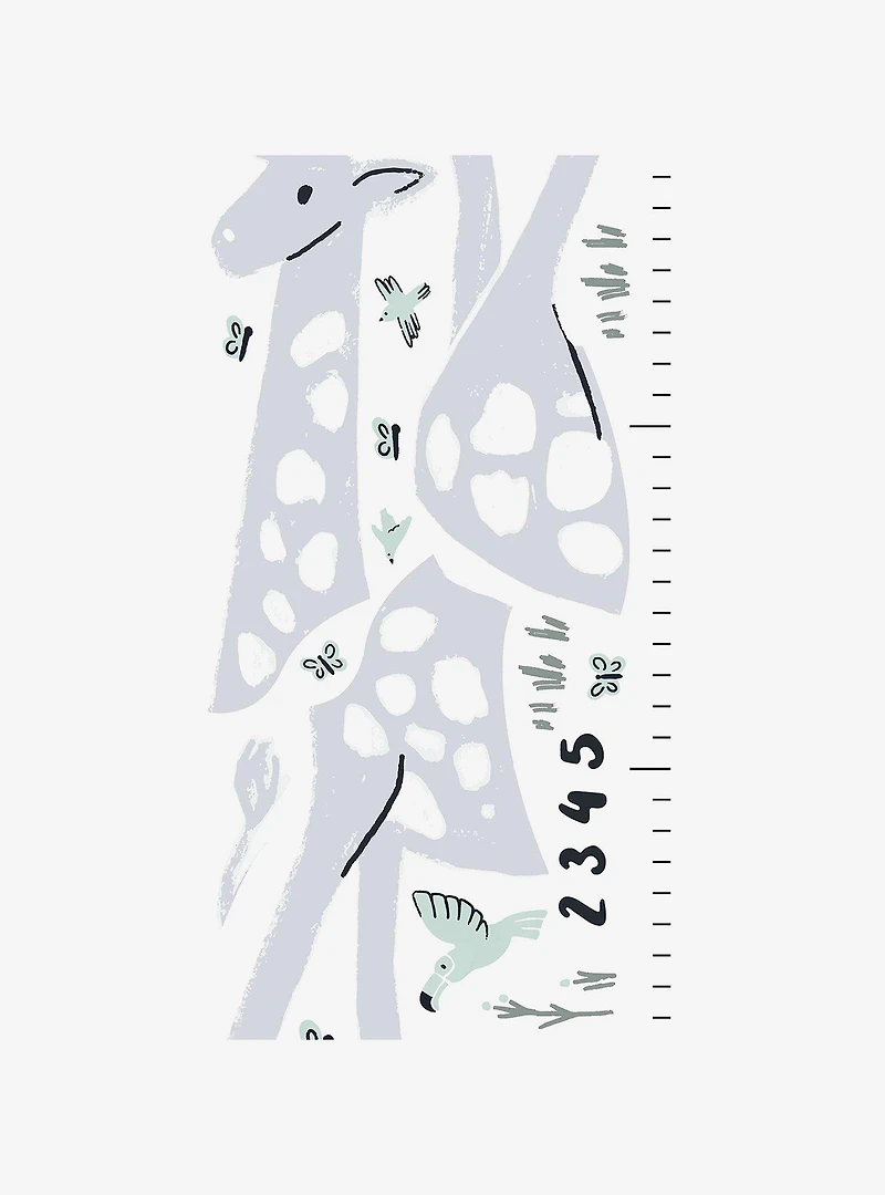Giraffe Growth Chart Grey Wall Decals