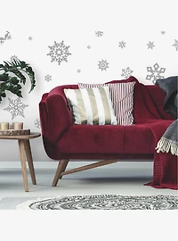 Grey Glitter Snowflakes Wall Decals