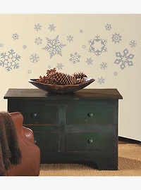 Grey Glitter Snowflakes Wall Decals
