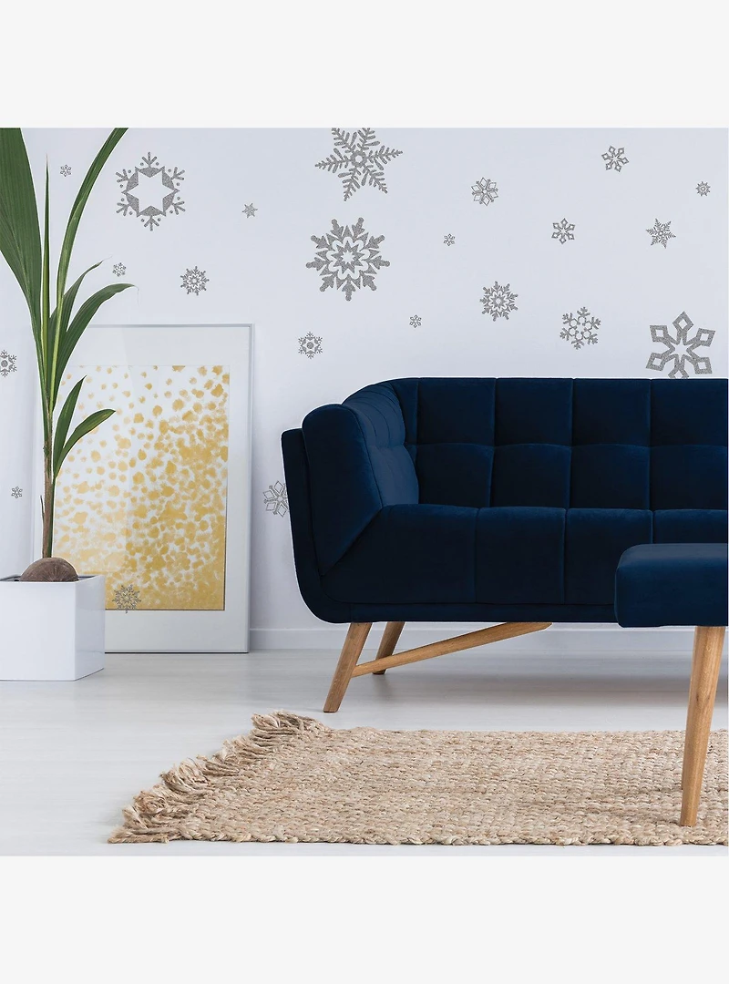 Grey Glitter Snowflakes Wall Decals