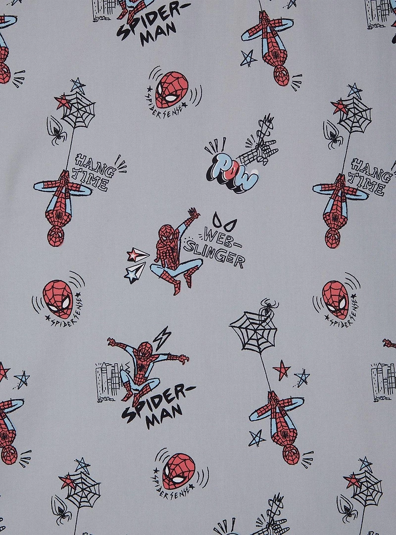 Marvel Spider-Man Doodle Icons Allover Print Woven Button-Up