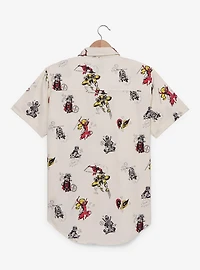 Marvel Deadpool & Wolverine Doodle Icons Allover Print Woven Button-Up
