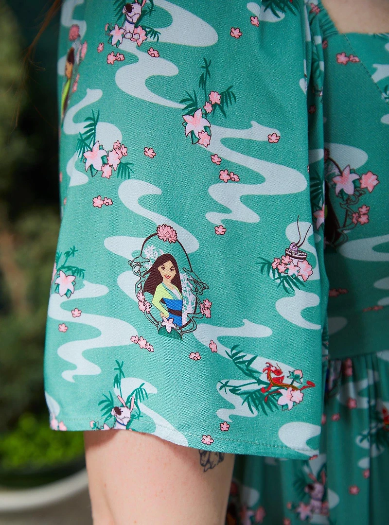 Disney Mulan Icons Allover Print Plus Smock Dress - BoxLunch Exclusive