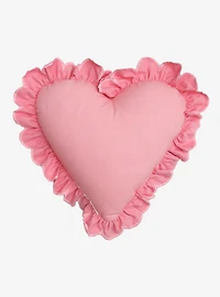 Sanrio Hello Kitty Heart Embroidered Velvet Ruffle Pillow - BoxLunch Exclusive