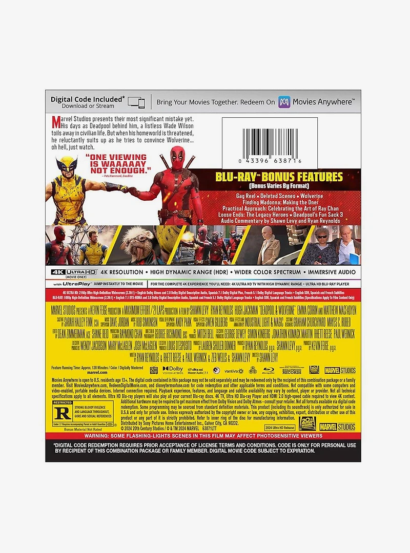 Marvel Deadpool & Wolverine UHD/BD Combo + Digital Ultra HD