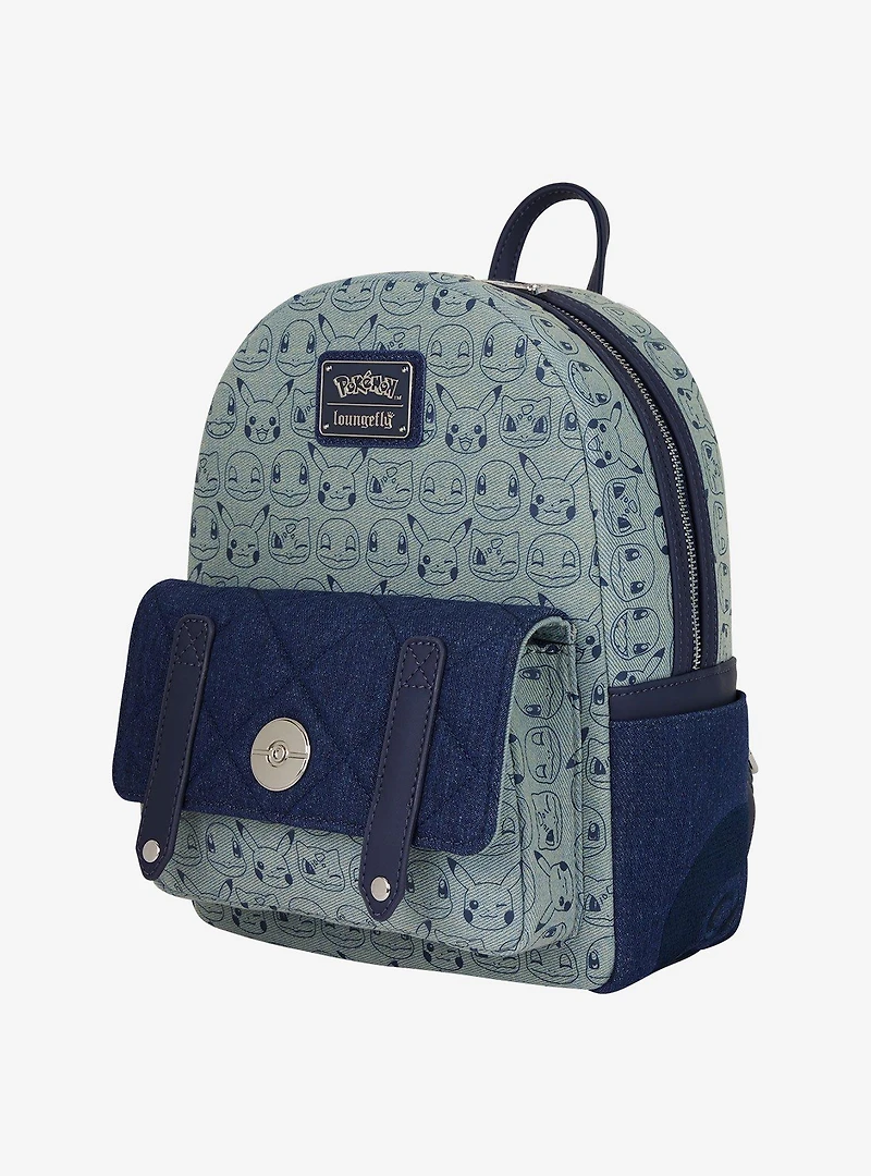 Loungefly Pokémon Denim Allover Print Mini Backpack