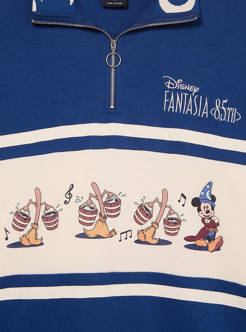 Disney Fantasia Sorcerer Mickey Women's Plus Quarter Zip Crewneck - BoxLunch Exclusive