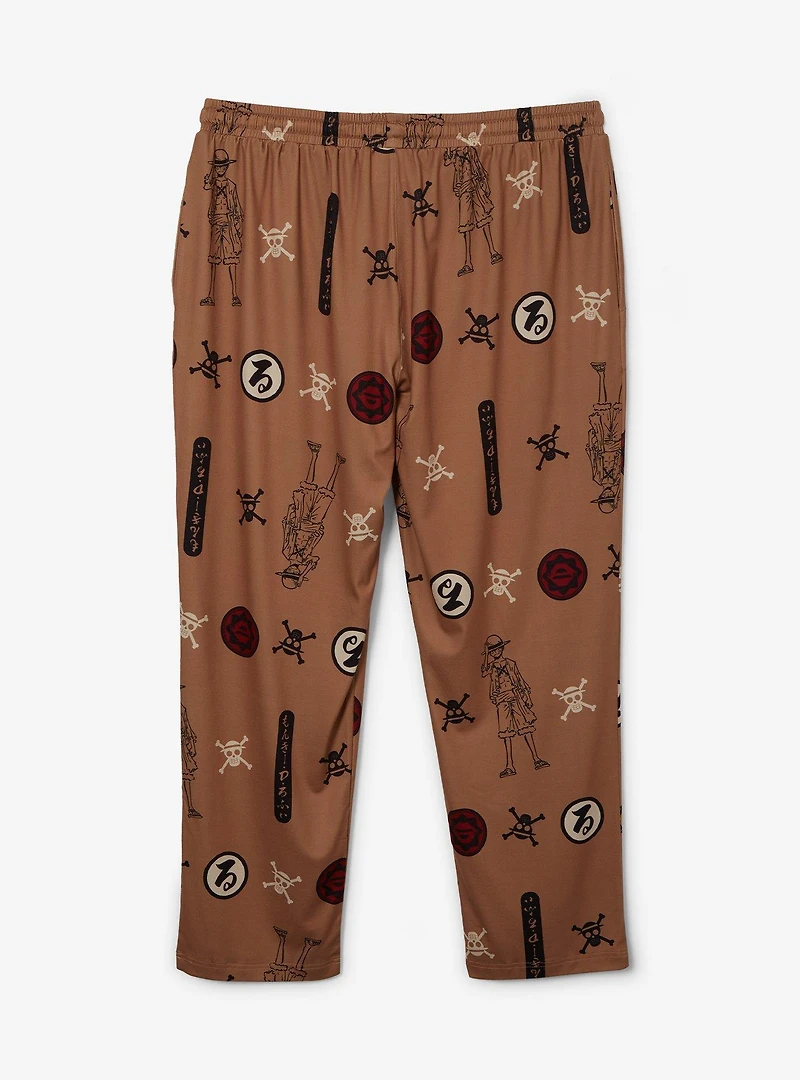One Piece Monkey D. Luffy Icons Allover Print Women's Plus Sleep Pants - BoxLunch Exclusive