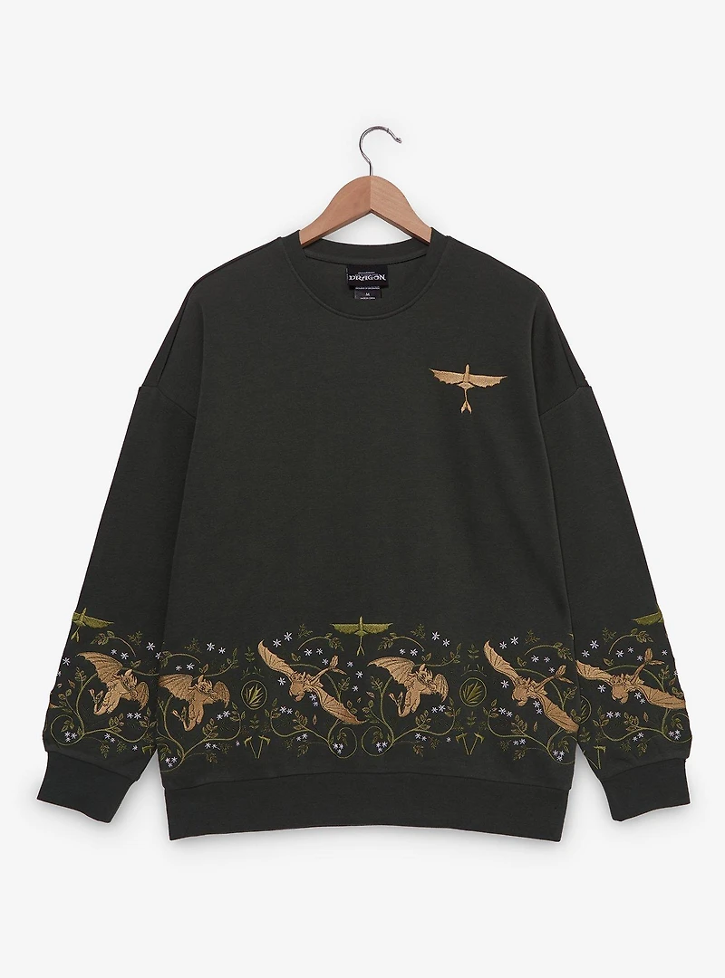 DreamWorks How To Train Your Dragon Toothless Floral Embroidered Crewneck - BoxLunch Exclusive