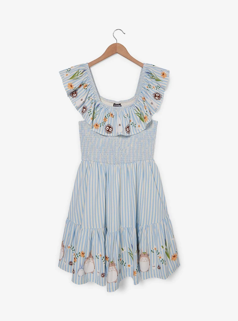 Studio Ghibli® My Neighbor Totoro Striped Floral Icons Ruffle Smock Dress