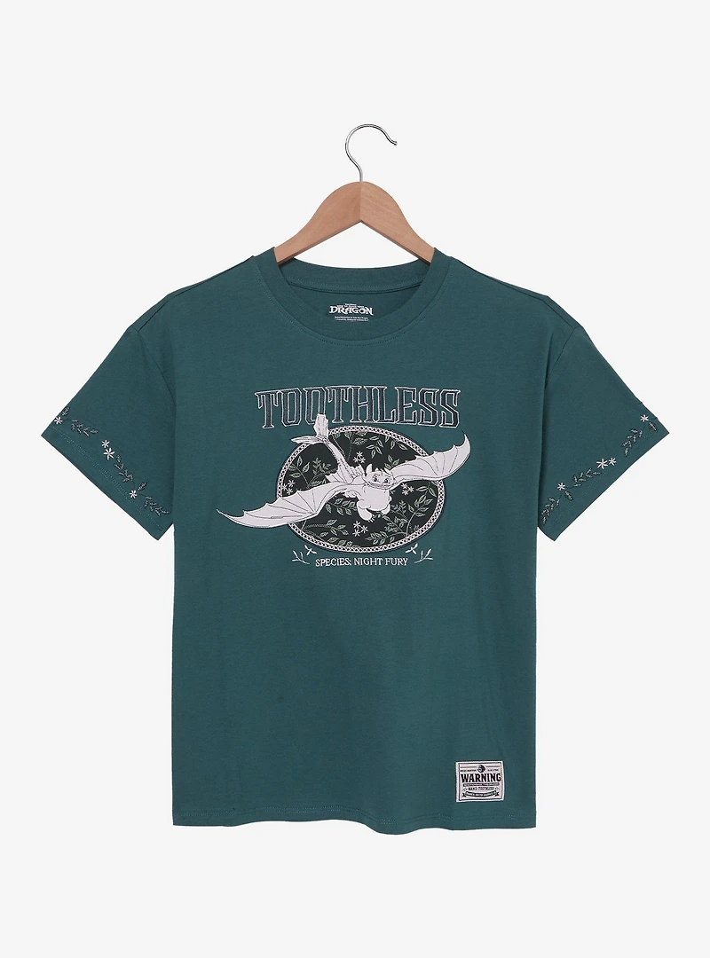 DreamWorks How to Train Your Dragon Toothless Embroidered Women's T-Shirt — BoxLunch Exclusive