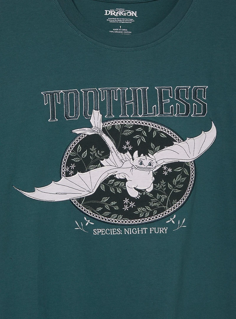 DreamWorks How to Train Your Dragon Toothless Embroidered Women's Plus T-Shirt — BoxLunch Exclusive