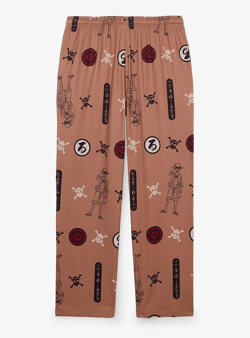 One Piece Monkey D. Luffy Icons Allover Print Sleep Pants - BoxLunch Exclusive