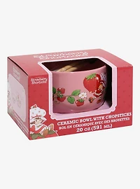 Strawberry Shortcake Strawberry Allover Print Ramen Bowl with Chopsticks