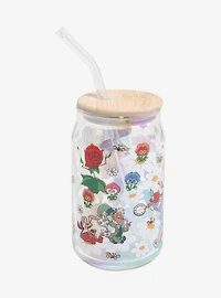 Disney Alice in Wonderland Floral Glass Cup with Lid