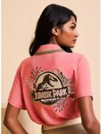 Jurassic Park Floral Logo Women's Slightly Cropped Woven Button-Up - BoxLunch Exclusive