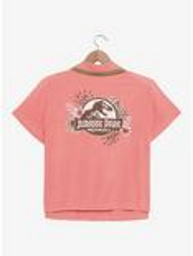 Jurassic Park Floral Logo Women's Slightly Cropped Woven Button-Up - BoxLunch Exclusive