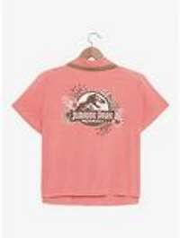 Jurassic Park Floral Logo Women's Slightly Cropped Woven Button-Up - BoxLunch Exclusive