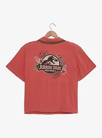 Jurassic Park Floral Logo Women's Plus Slightly Cropped Woven Button-Up - BoxLunch Exclusive