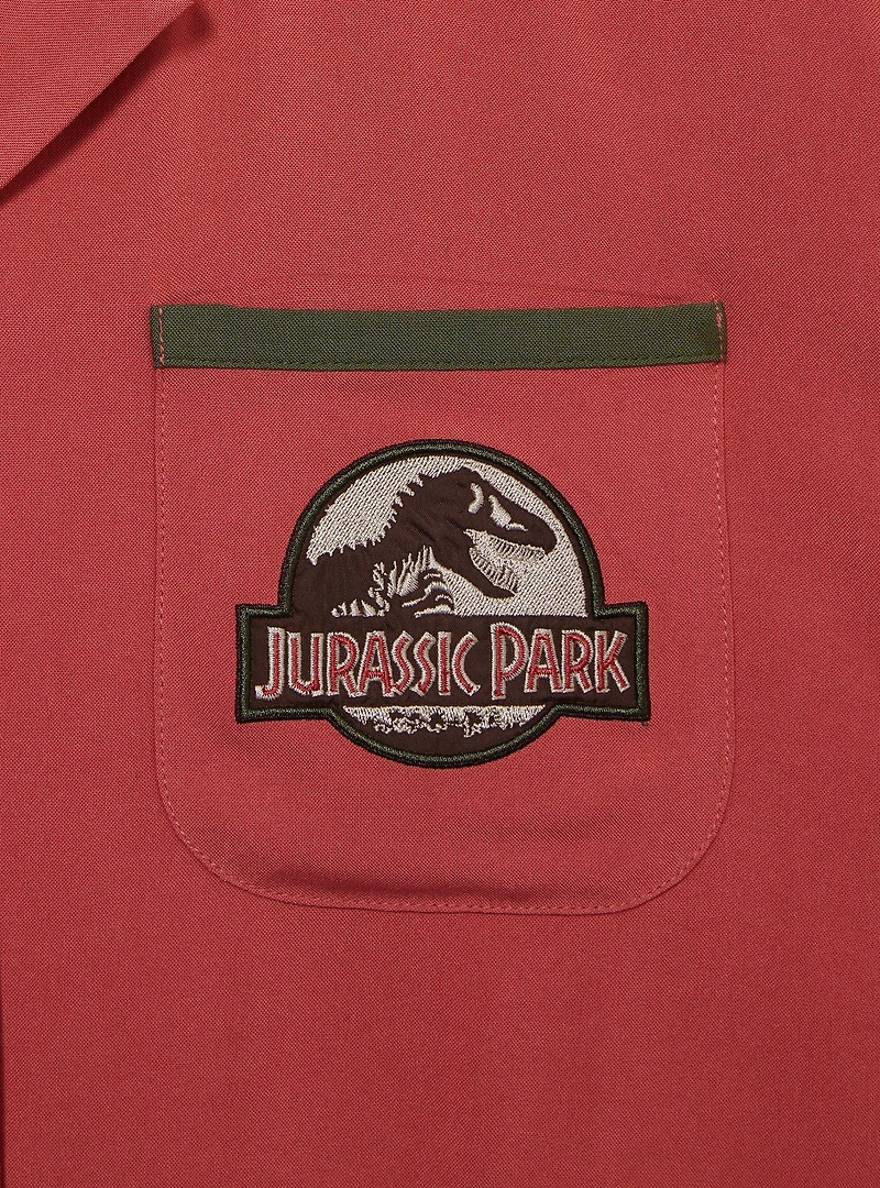 Jurassic Park Floral Logo Women's Plus Slightly Cropped Woven Button-Up - BoxLunch Exclusive