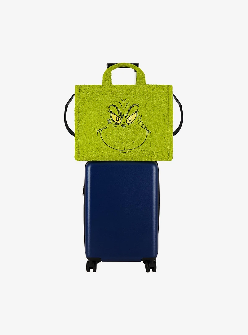 FUL The Grinch Big Face Sherpa Travel Tote with Trolly Strap