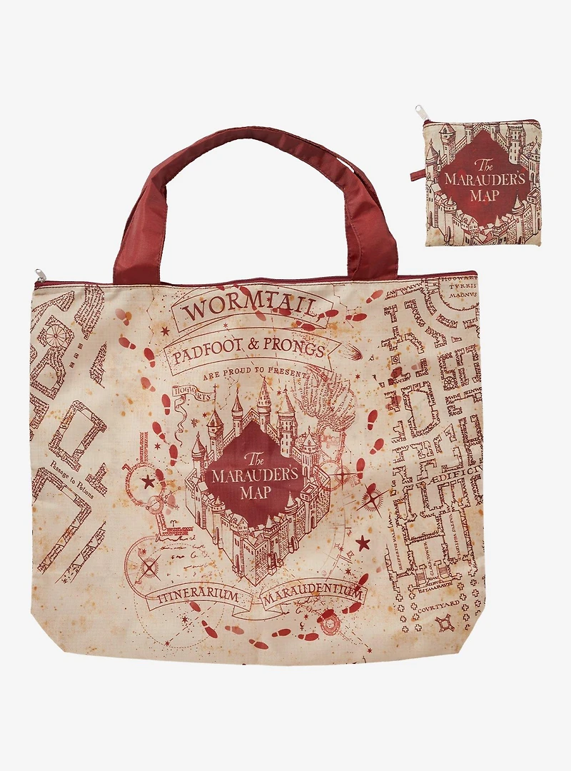 Harry Potter The Marauder's Map Allover Print Reusable Collapsible Tote Bag - BoxLunch Exclusive