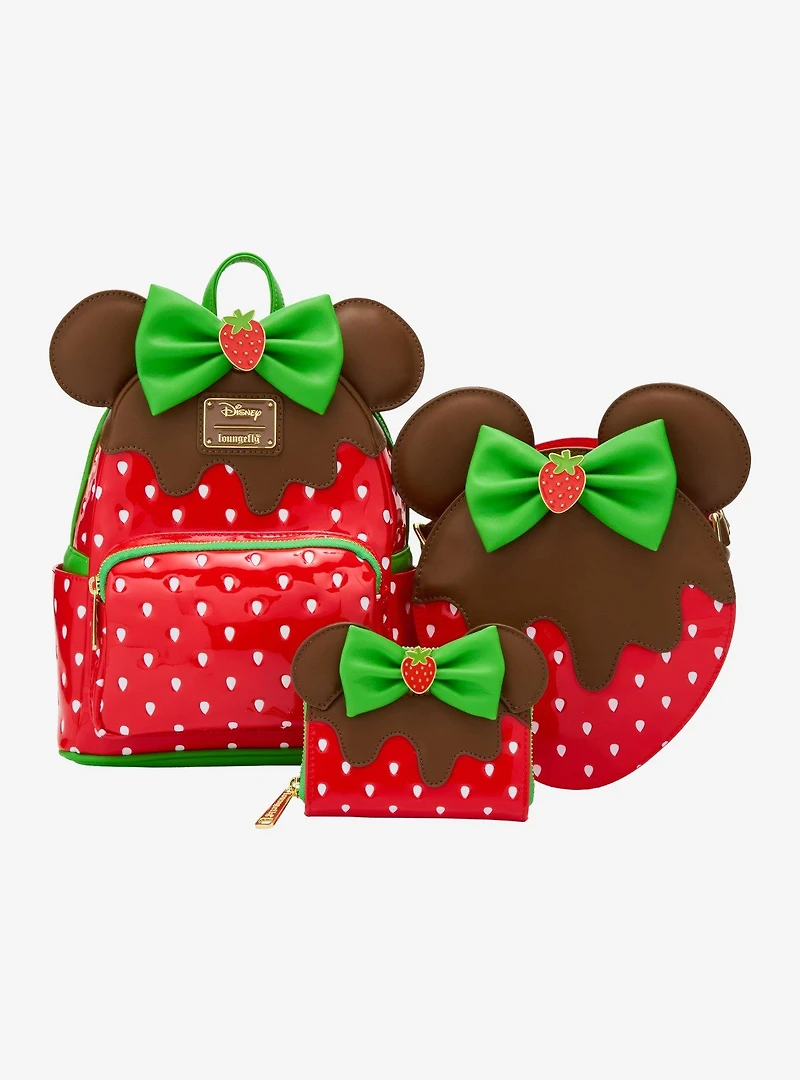 Loungefly Disney Minnie Mouse Chocolate Dipped Strawberry Ears Scented Small Zip Wallet - BoxLunch Exclusive