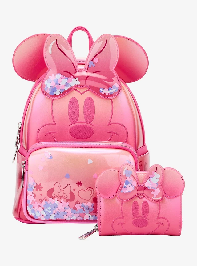 claire's mini mouse backpacks Disney Parks Minnie Sequined Rose Gold Backpack- Loungefly a zipper closure and an extra pocket for dry goods Claire's Minnie Mouse Backpack Mouse