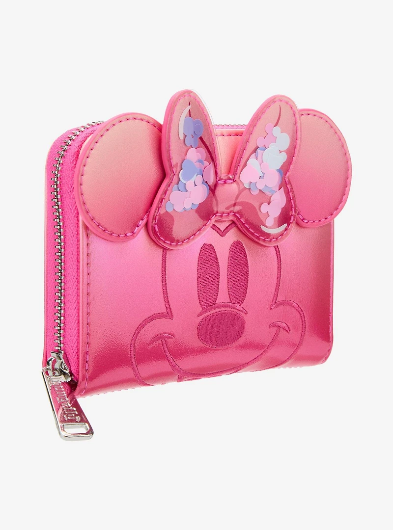 Loungefly Disney Minnie Mouse Pink Confetti Zip Wallet  — BoxLunch Exclusive