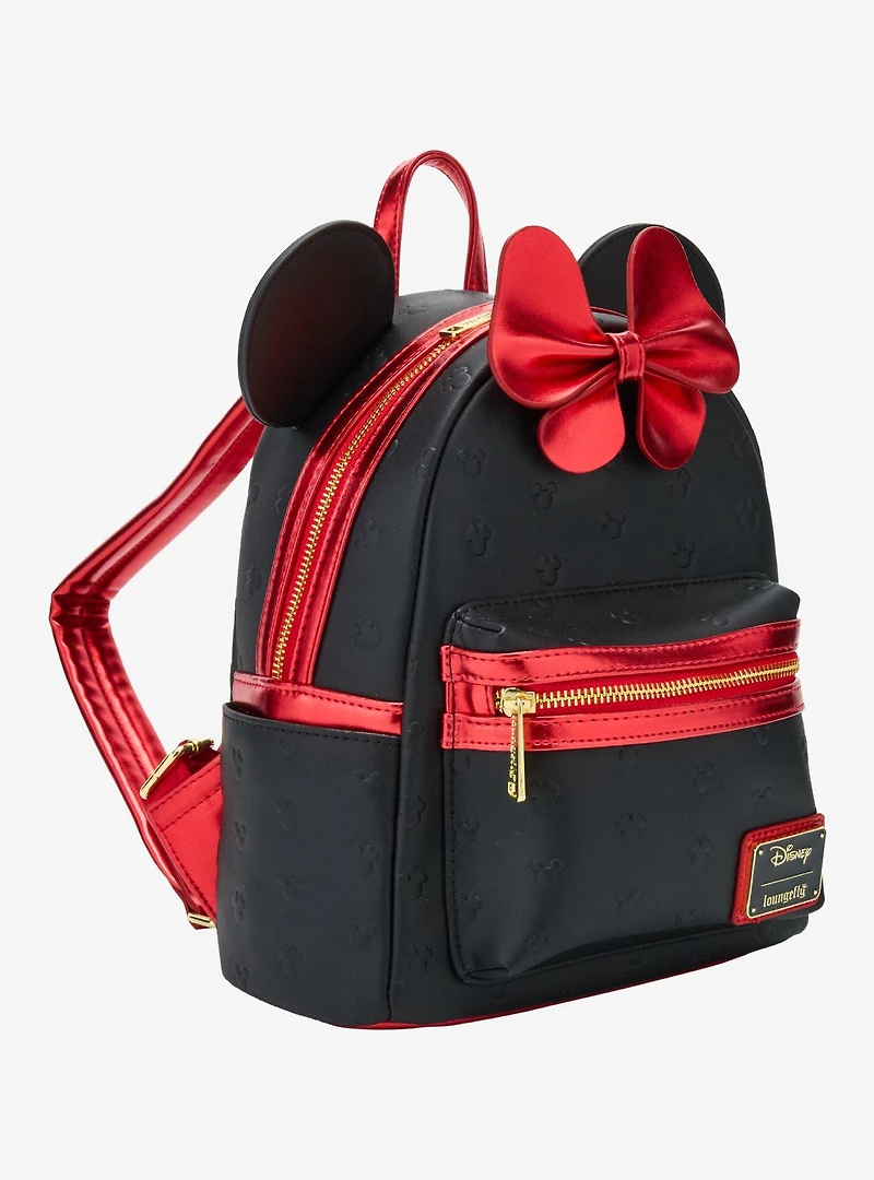 Loungefly Disney Minnie Mouse Metallic Red Bow Ears Mini Backpack - BoxLunch Exclusive