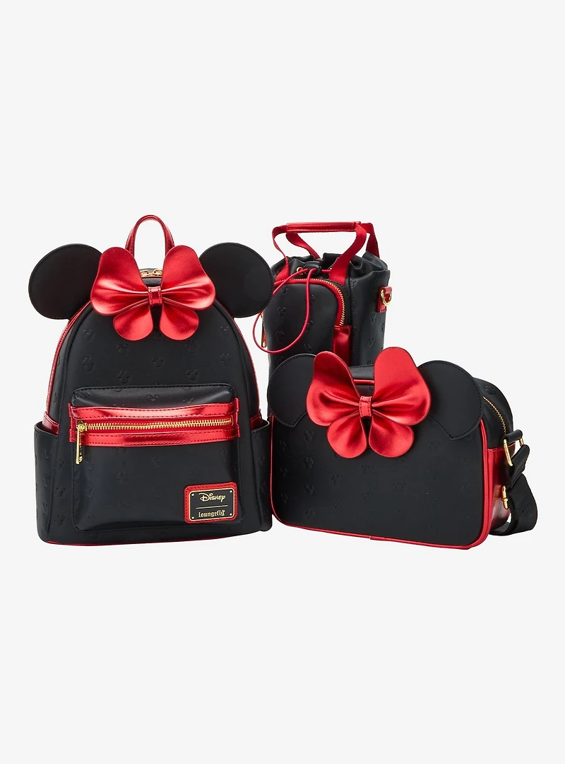 Loungefly Disney Minnie Mouse Metallic Red Bow Ears Crossbody Bag- BoxLunch Exclusive