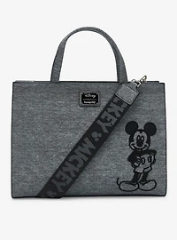 Loungefly Disney Mickey Mouse Gray Denim Convertible Handbag — BoxLunch Exclusive