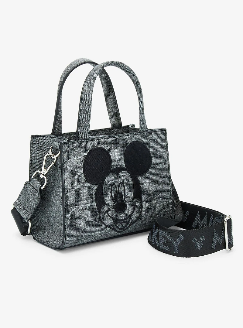 Loungefly Disney Mickey Mouse Gray Denim Convertible Crossbody — BoxLunch Exclusive