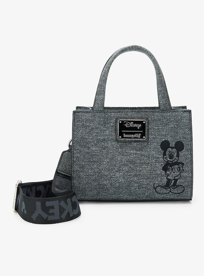 Loungefly Disney Mickey Mouse Gray Denim Convertible Crossbody — BoxLunch Exclusive