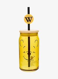 Disney Winnie the Pooh Face Glass Cup with Straw - BoxLunch Exclusive