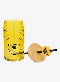 Disney Winnie the Pooh Face Glass Cup with Straw - BoxLunch Exclusive