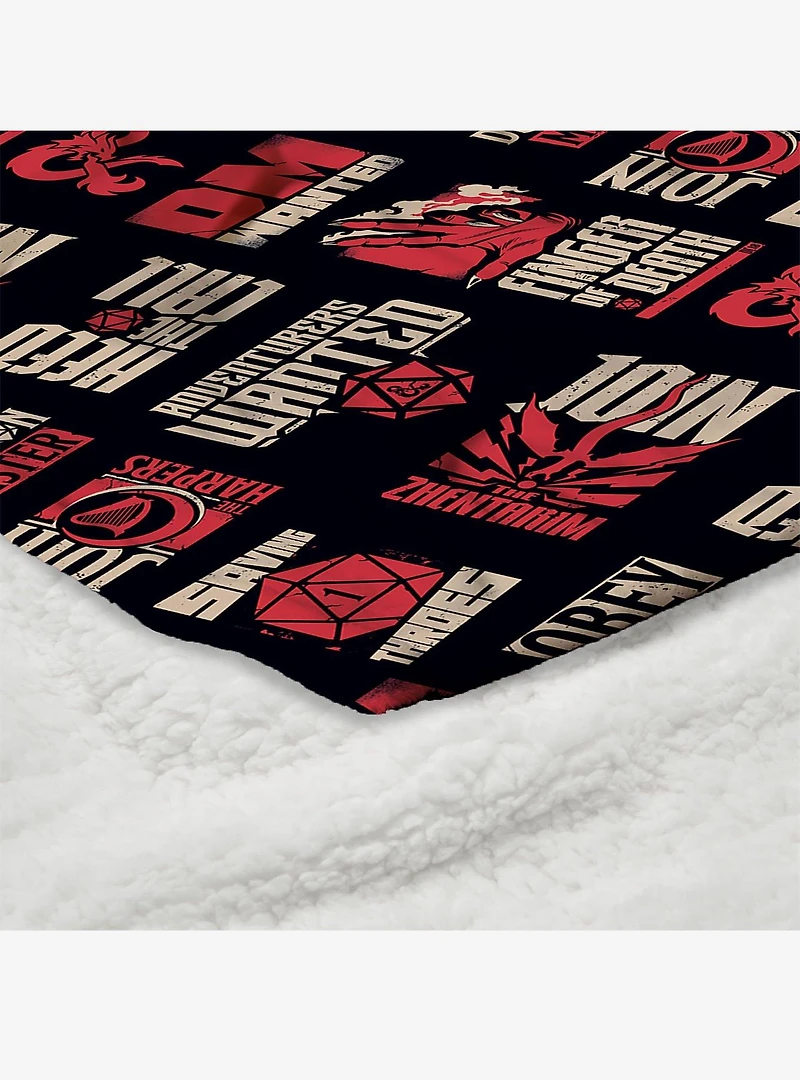 Dungeons & Dragons D&D Pattern Silk Touch Sherpa Throw Blanket