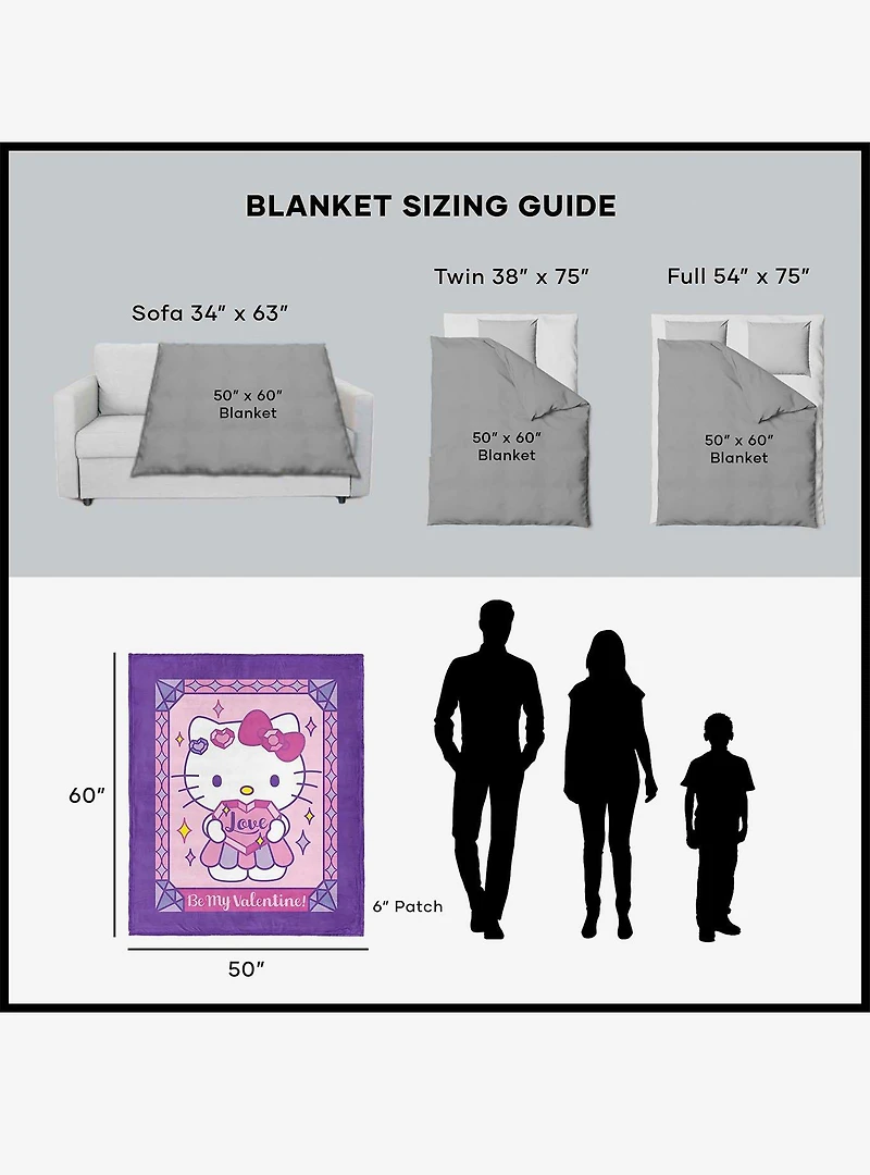 Sanrio Hello Kitty Valentines Love Silk Touch Throw Blanket