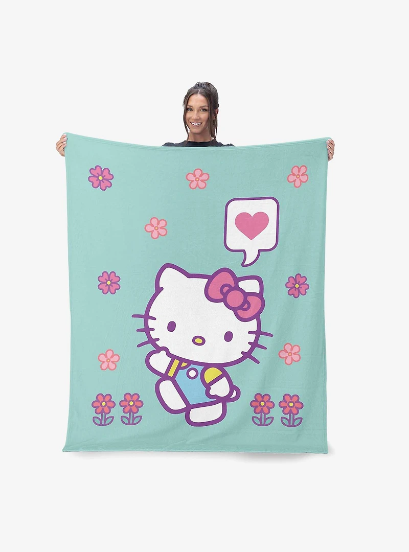 Sanrio Hello Kitty Falling Flowers Silk Touch Throw Blanket
