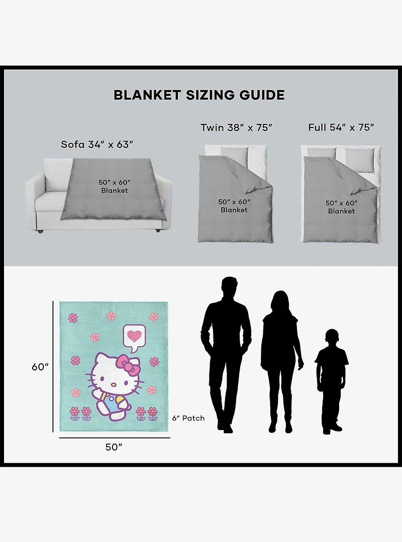 Sanrio Hello Kitty Falling Flowers Silk Touch Throw Blanket