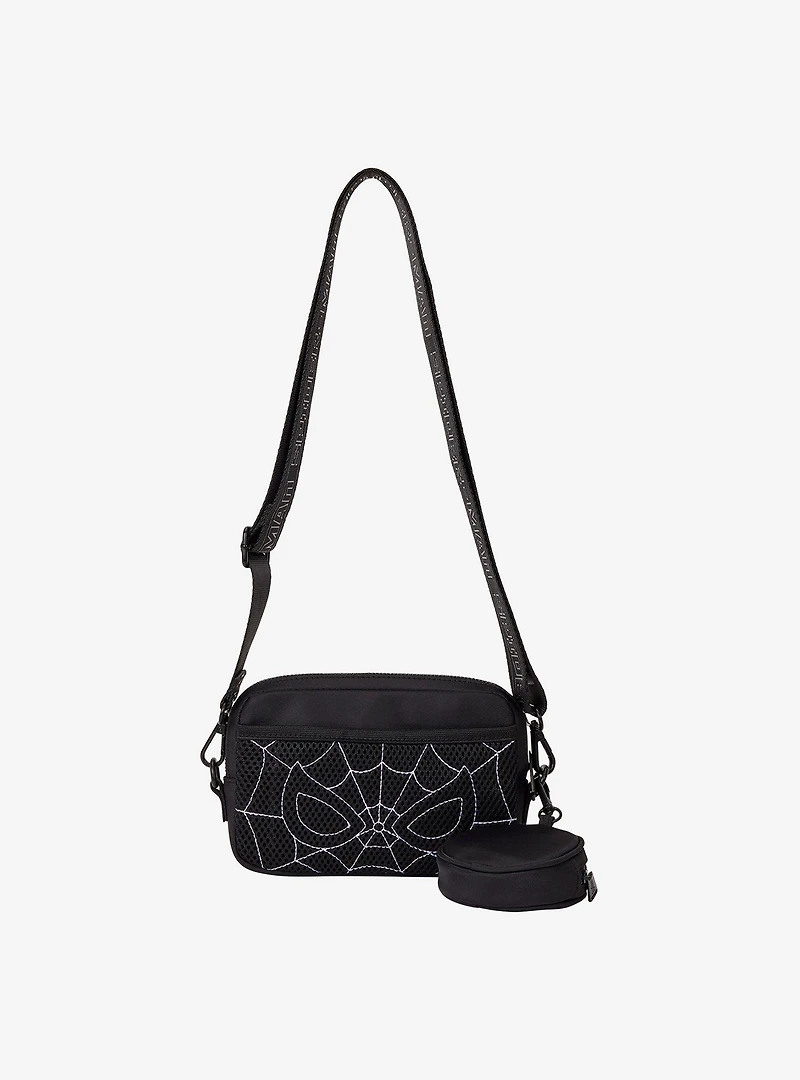 Loungefly Marvel Spider-Man Black & White Suit Sling Bag with Coin Purse