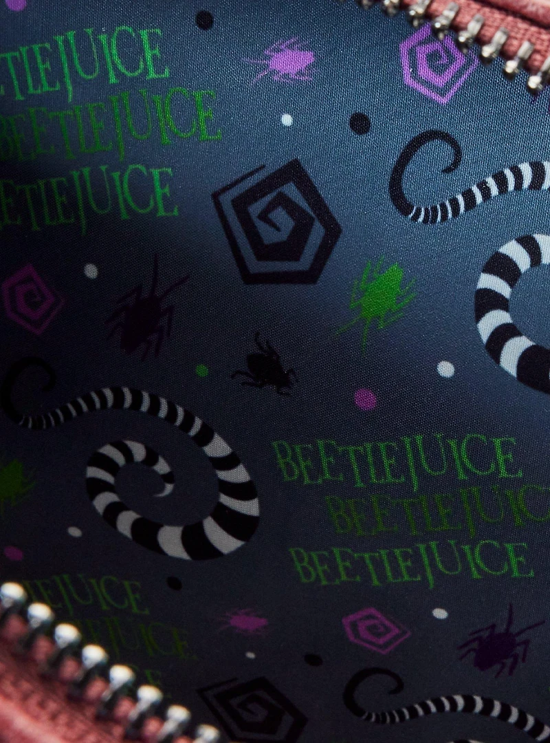 Loungefly Beetlejuice Handbook For The Recently Deceased Pin Display Figural Mini Backpack