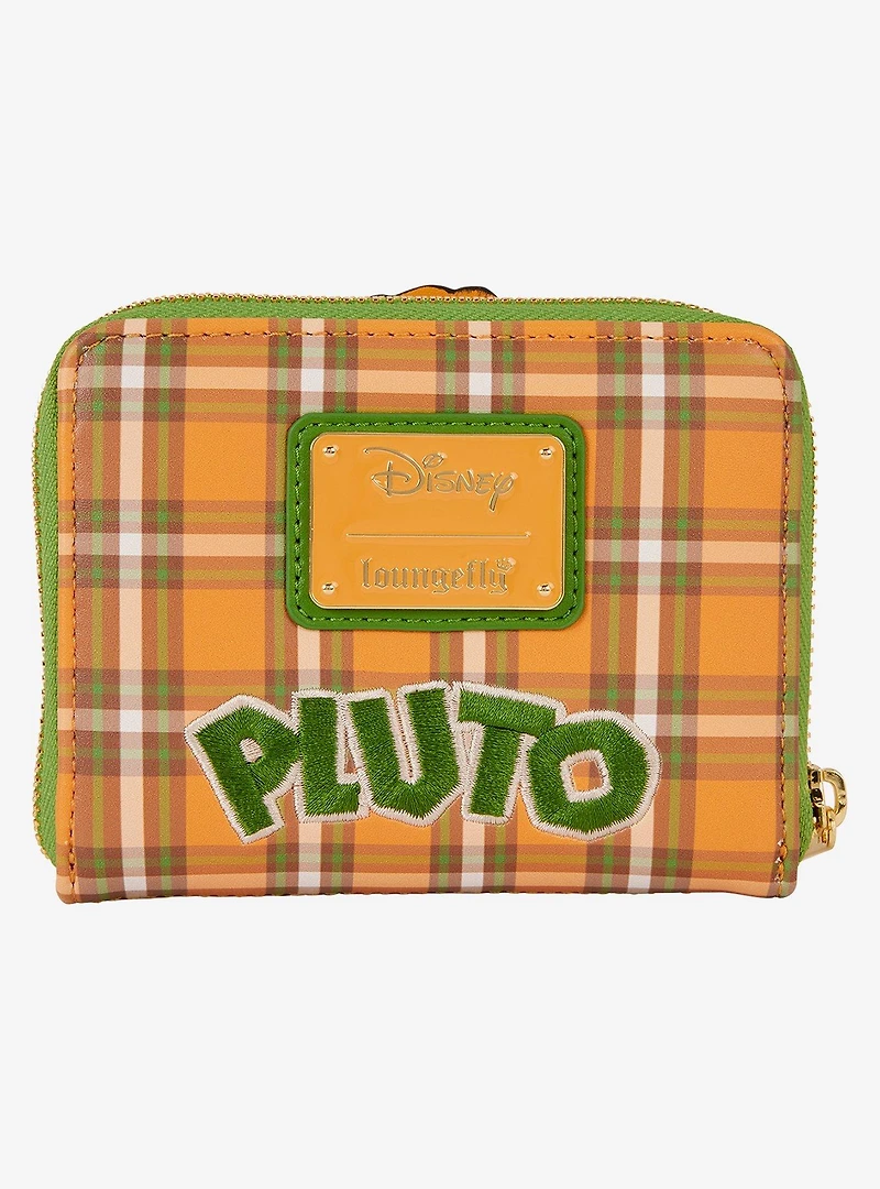 Loungefly Disney Pluto 95th Anniversary Plaid Small Zip Wallet