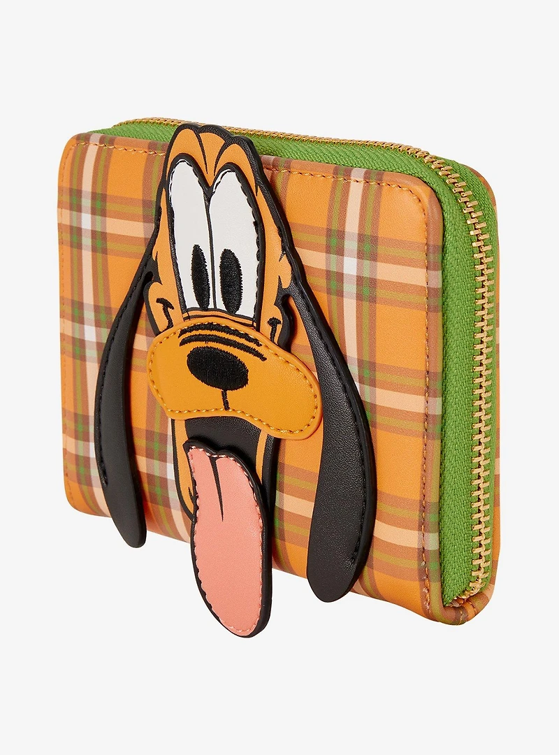 Loungefly Disney Pluto 95th Anniversary Plaid Small Zip Wallet
