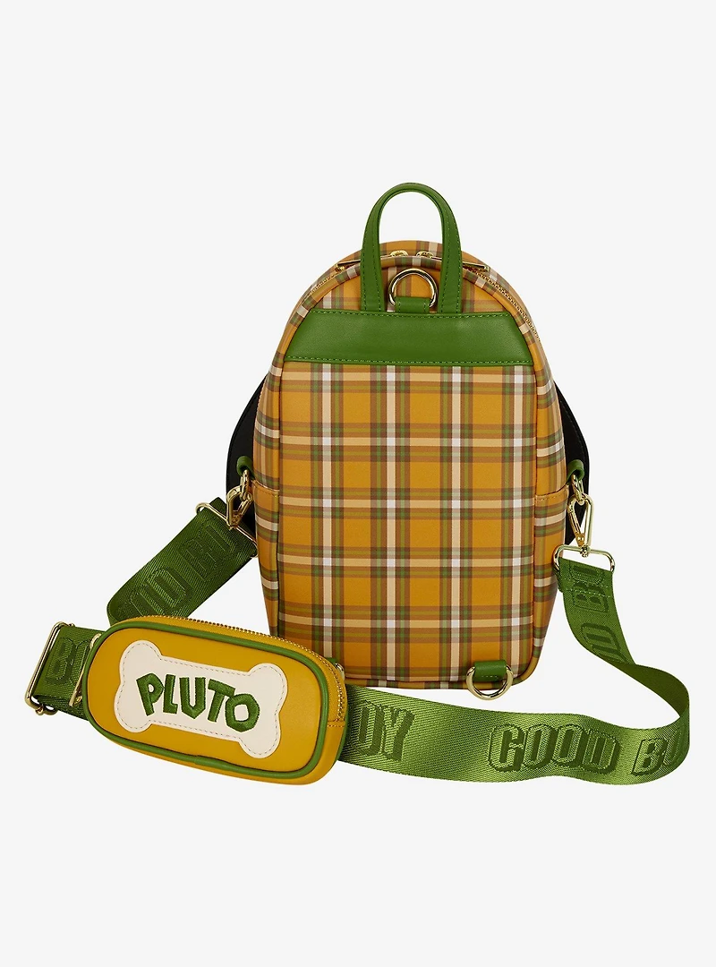 Loungefly Disney Pluto 95th Anniversary Plaid Crossbody Sling Bag with Coin Purse
