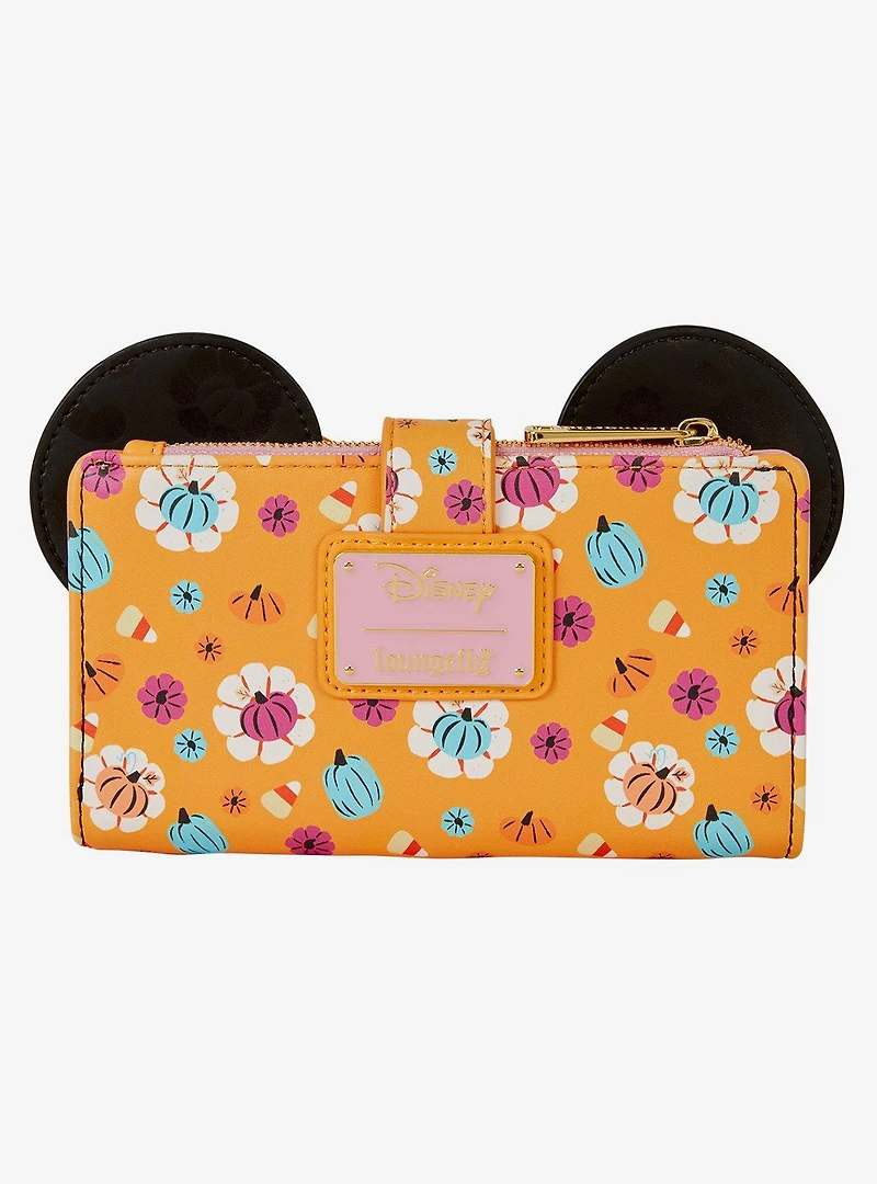 Loungefly Disney Minnie Mouse Floral Pumpkin Bow Wallet